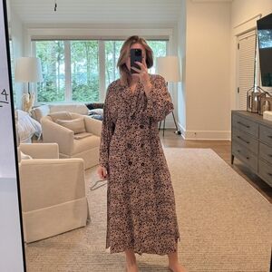 Brown and black midi dress